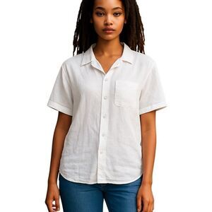 Button Down Linen Blend Shirt L